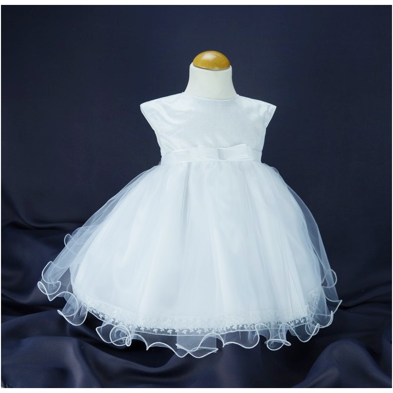 robe princesse cérémonie baptême blanche bébé fille tulle pailletée